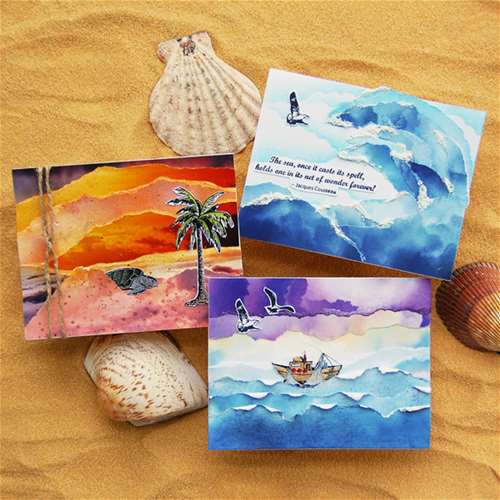 By the Sea Mixed Media Cards