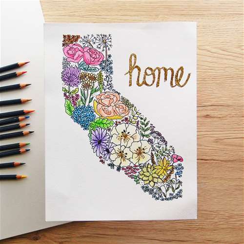 California Home - Watercolor Pencils