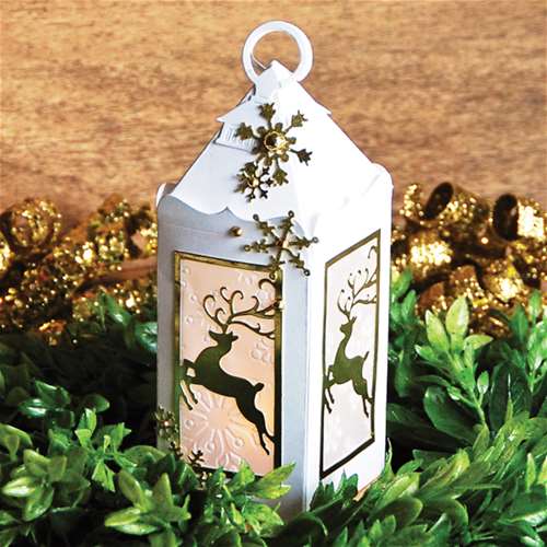 Elegant Reindeer Lantern Pop-Up Card 