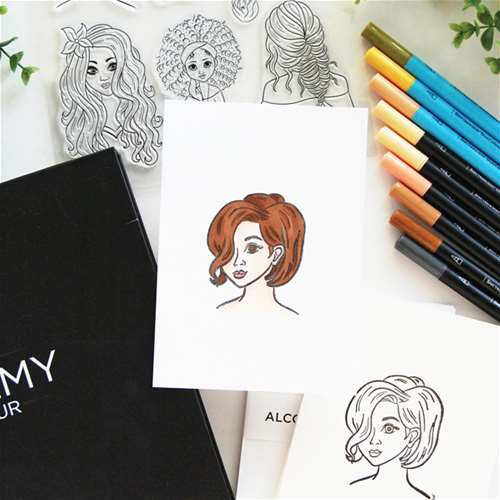 Faces 2 Ways: Watercolor &amp; Alcohol Markers