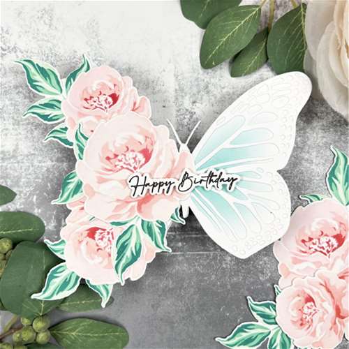 Half Butterfly Die-Cut Peony Card