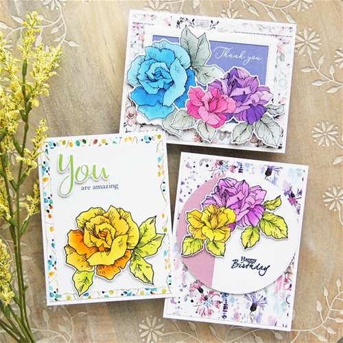 Rose Stencil Cards