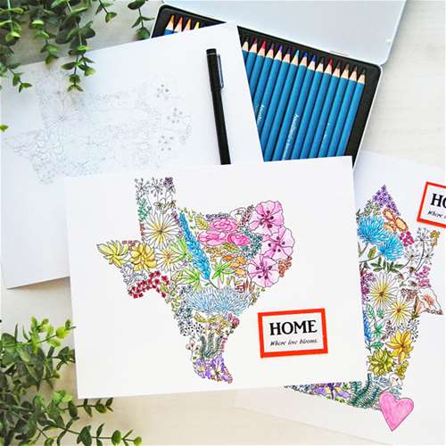 Texas Home with Watercor Pencils