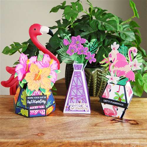 Tropical Pop-Up Flower and Flamingo Cards