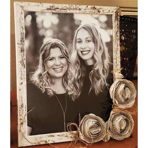 Vintage Book Page Flower Frame